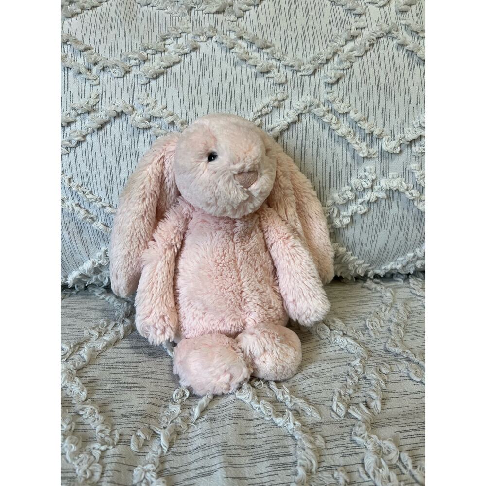 Jellycat Bashful Pink Bunny Rabbit Chime Jingle Rattle Baby Security Toy Plush